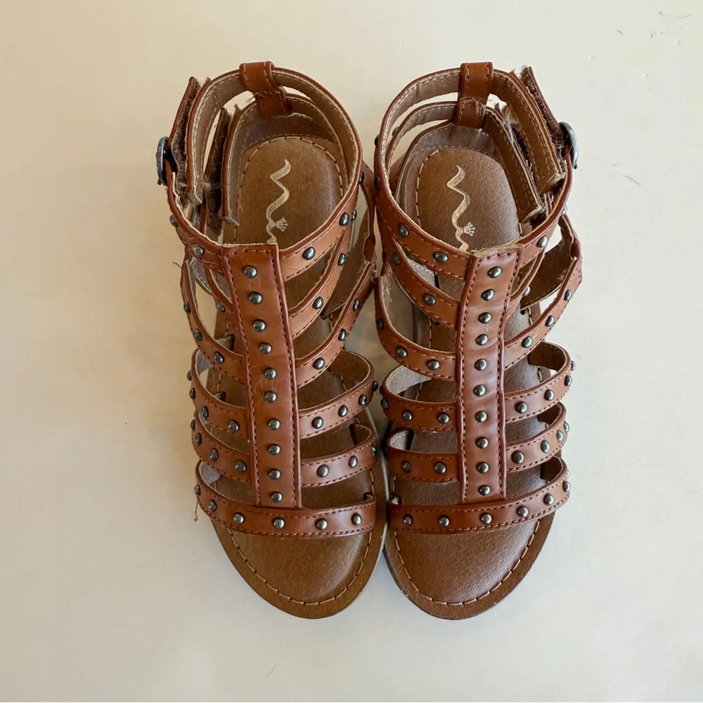 Nina Edie Gladiator Sandals Tan Studded | Girls Size 12
